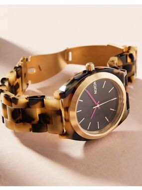 NWOT** Anthropologie Nixon Black Tortoise Watch  **Needs Battery